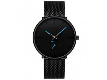 Relógio Yolako Masculino Pulseira em Malha de Aço Inoxidável - Preto/Azul 