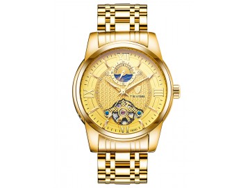 Relógio Tevise T805D Masculino Automático Pulseira de Aço Inoxidável - Dourado 